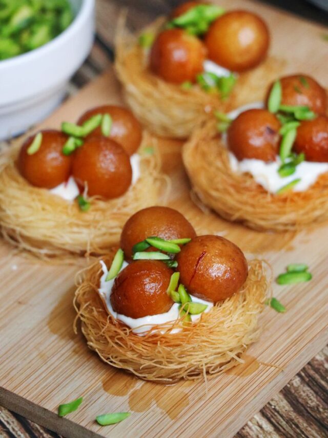 Gulab Jamun in Kunafa Nests _ A fusion of Indian and Middle Eastern flavours